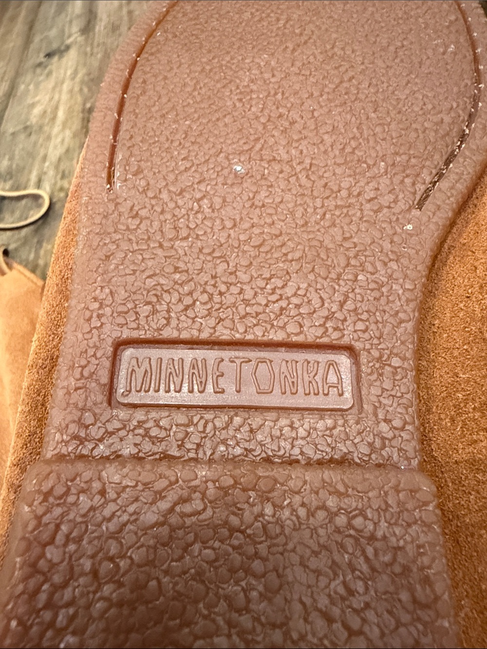 Minnetonka Tall Fringe Lace-Up Suede Boots - Chestnut - Picture 6 of 7